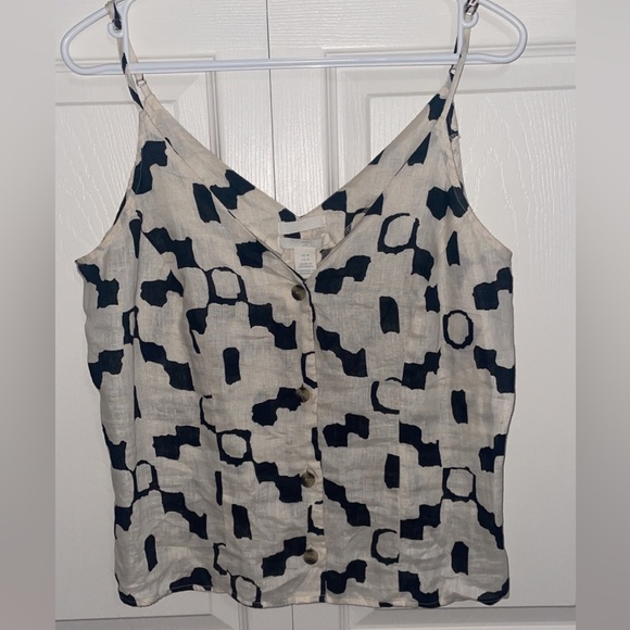 H&M US M | Cream and Black Patterned Tank Top - Picture 1 of 2